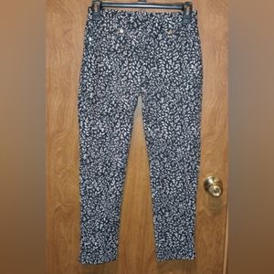 Michael Kors Skinny Jeggings Black White Leaf Print Pants Small